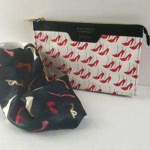 Estee Lauder Red High Heels Cosmetic bag and Scarf Bundle